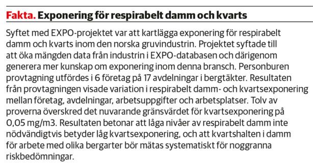 faktaruta_Exponering för respirabelt damm och kvarts